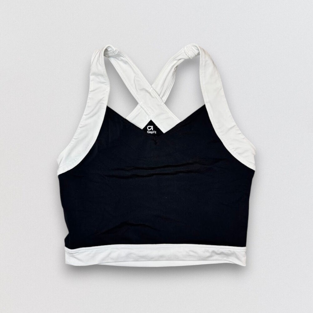 Black White Racerback Sports Bra Crop Top Size Small